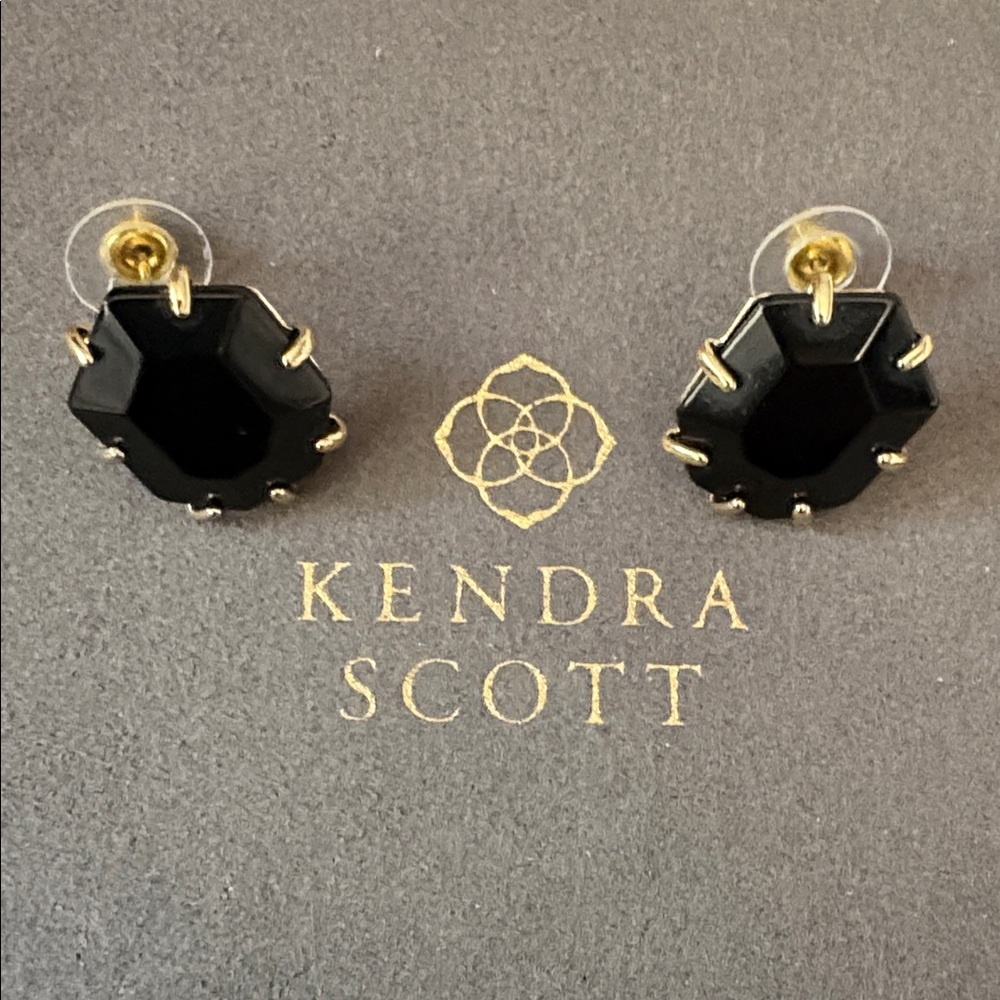 Kendra Scott Gold Morgan Stud Earrings in Black Agate - Picture 12 of 12